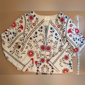 Maeve by Anthropologie M Kirian Embroidered Crop Jacket